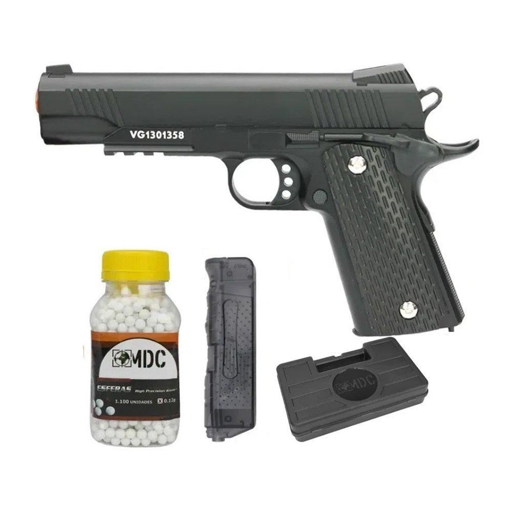 Pistola Airsoft VG 1911-V13 BK spring+Speed Loader+bbs+Case em Oferta na Shopee