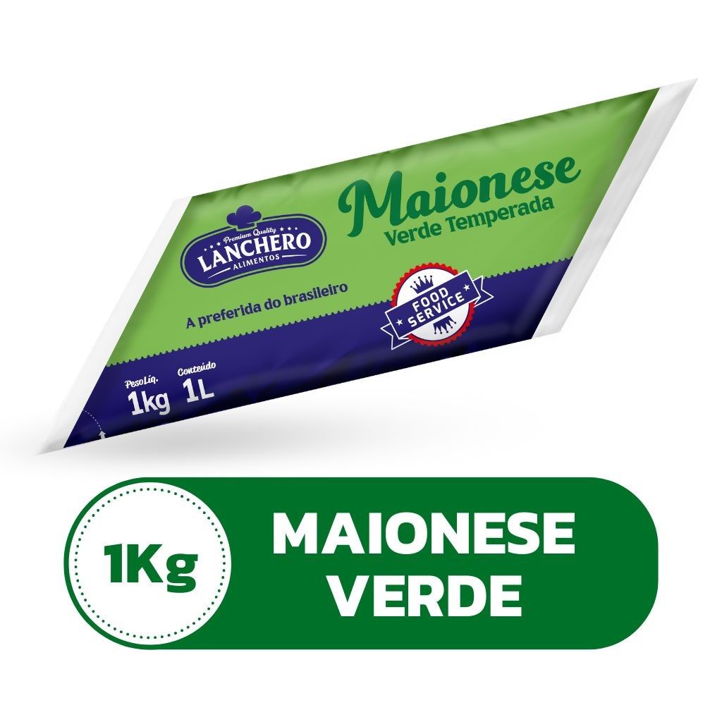 Maionese Verde Temperada Lanchero 1kg Bag Profissional Para Lanches Hamburguer Hot Dog Delivery em Oferta na Shopee