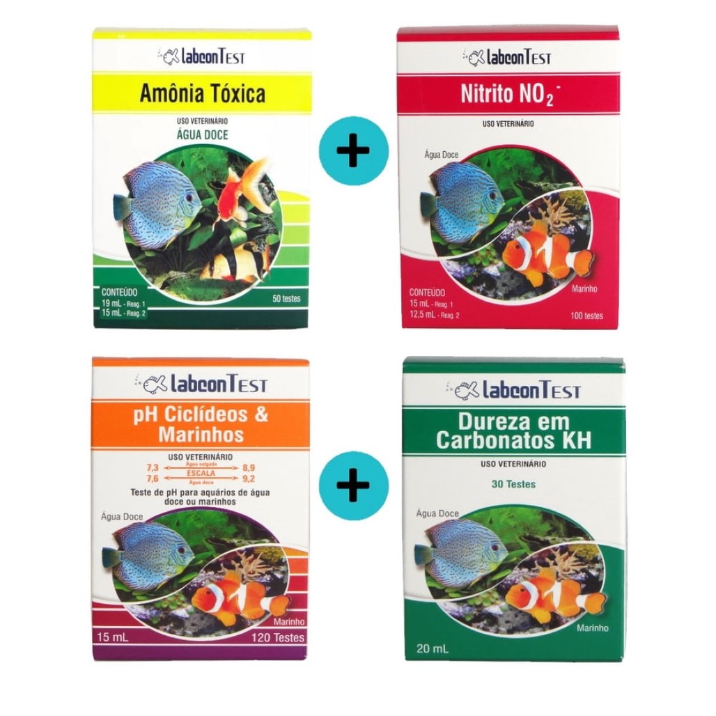 Amônia Água Doce + Nitrito + Dureza KH + Ciclídeos Marinhos Alcon Teste Aquário