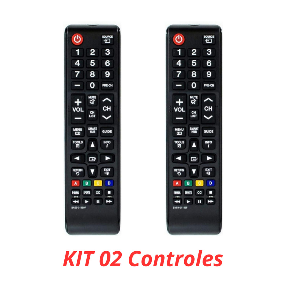 Kit 2  Unidades Controle Smart Hub Compatível  Todas Tvs Samsung  Lcd Led Plasma 4K  FBG-7036 LE-7028 Sky-8008 MP
