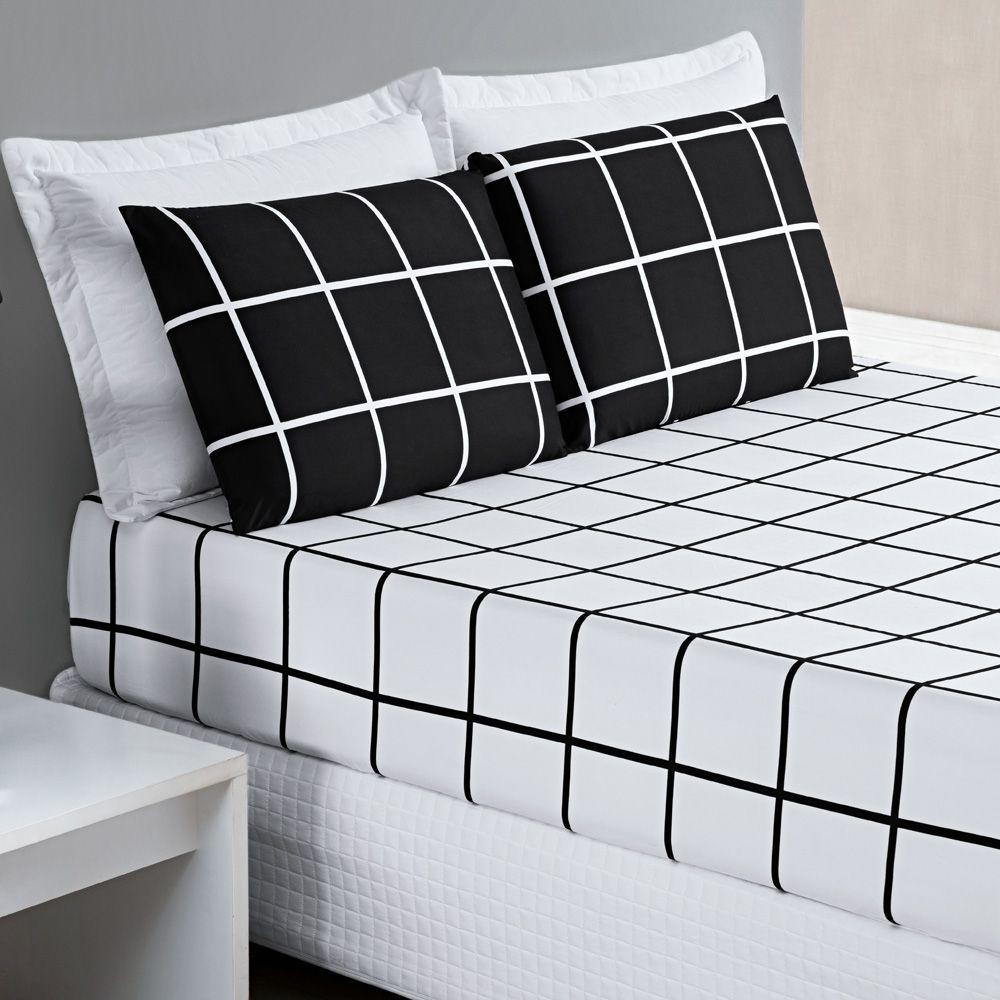 Jogo Cama Lençol Casal 200 Fios 3 Peças Preto em Oferta na Shopee