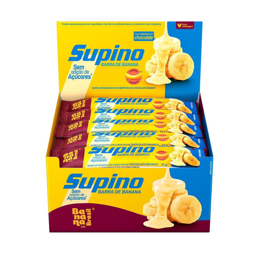Detalhes do Barra Supino Zero Banana Cobert Chocolate Branco 20Un De 24g