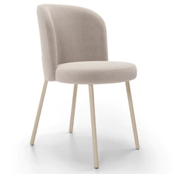 Cadeira Para Sala de Jantar Cozinha Estofada Gavi Arena L02 Bouclê Creme - Lyam Decor