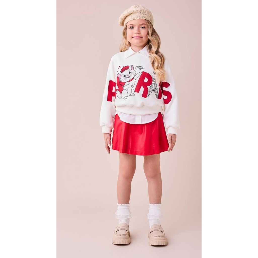 Conjunto Infantil Casaco Marie Paris e saia Momi