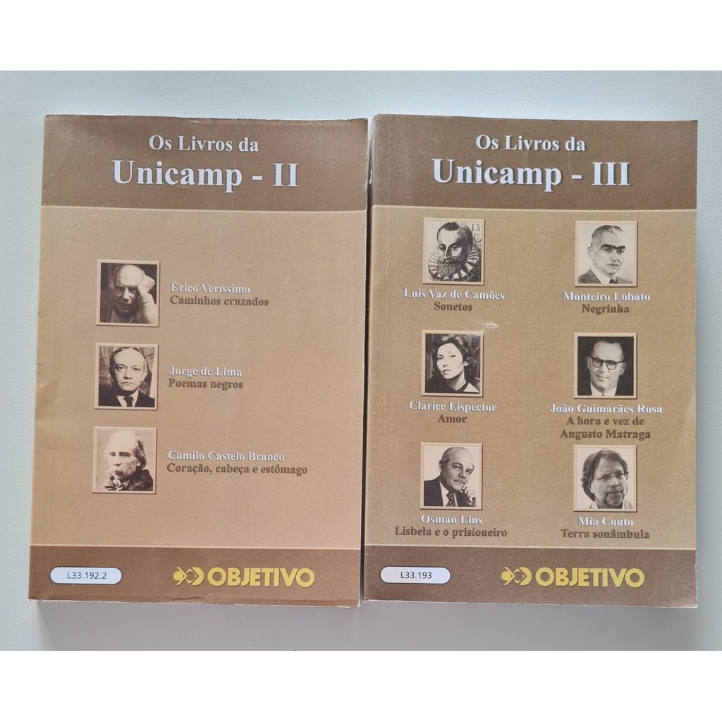 LIVRO, COLEÇÃO OBJETIVO, 1 OS LIVROS DA UNICAMP II, 2 OS LIVROS DA UNICAMP III