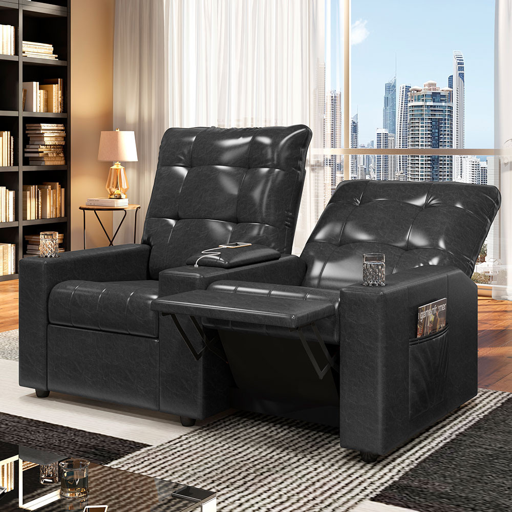 Poltrona do Papai Reclinável Cinema 2 Lugares Manual Baú USB Haifa F05 Facto Preto B - Lyam Decor em Oferta na Shopee
