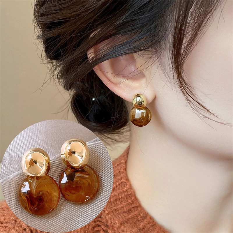 Brincos Vintage Marrons Moda Coreana Elegante Acessórios De Brinco Simples Jóias Para Meninas Femininas