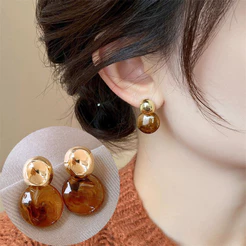 Brincos Vintage Marrons Moda Coreana Elegante Acessórios De Brinco Simples Jóias Para Meninas Femininas