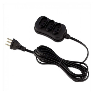Extensão 3 Tomadas Tripolar Slim 3m Preto Force Line Bivolt em Oferta na Shopee