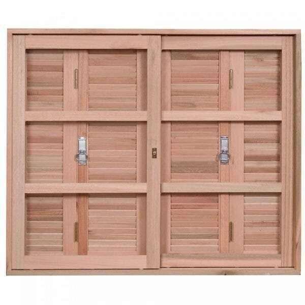 Janela de Madeira Veneziana 120x120cm com Caixilho 12cm Ewk 270 Rondosul 120cm x 120cm