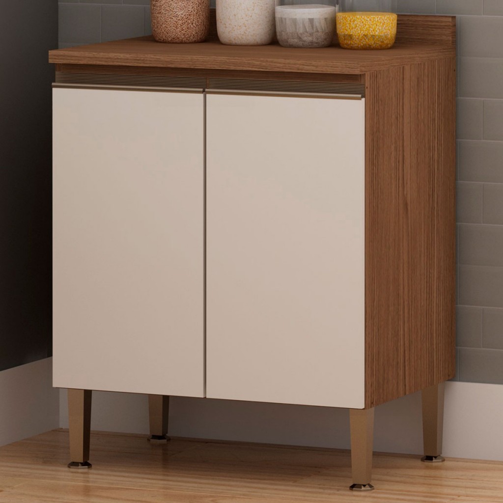 Armário de Cozinha 2 Portas Ebano Fosco/Off White Fosco 1304m - Genialflex em Oferta na Shopee