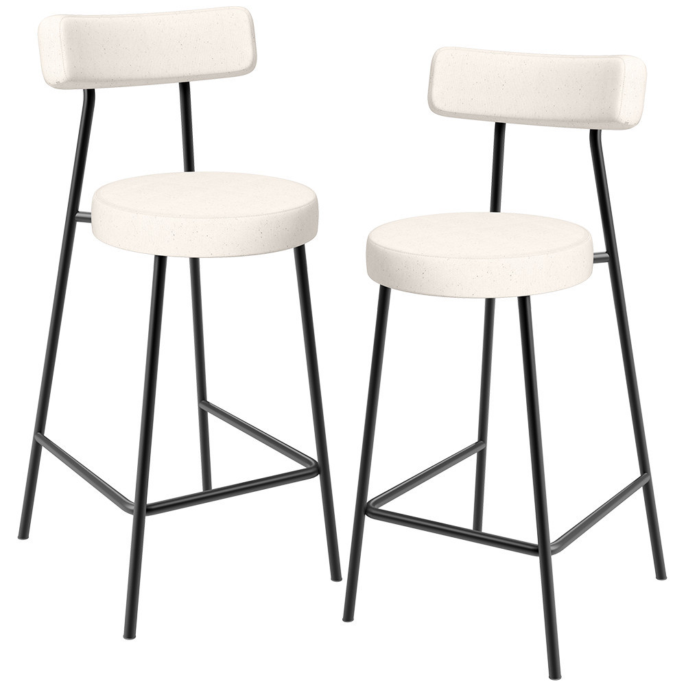 Kit 02 Banquetas Baixa Para Cozinha Sala De Jantar Bancada Milão L02 Linho Cru - Lyam Decor em Oferta na Shopee