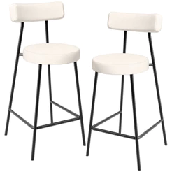 Kit 02 Banquetas Baixa Para Cozinha Sala De Jantar Bancada Milão L02 Linho Cru - Lyam Decor