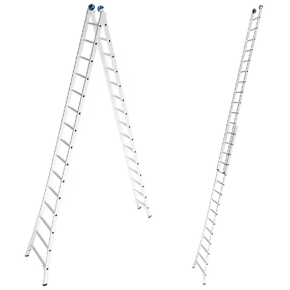 Escada de Alumínio Extensiva 2 x 15 Degraus 4.49 x 7.57 Metros EVALD em Oferta na Shopee