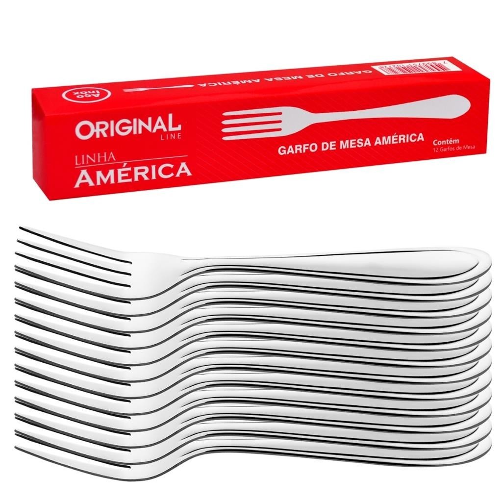 Jogo Aco Inox 12 Garfo Mesa Churrasco Buffet Restaurante Lanchonete Hotel Cozinha Casa Original Line