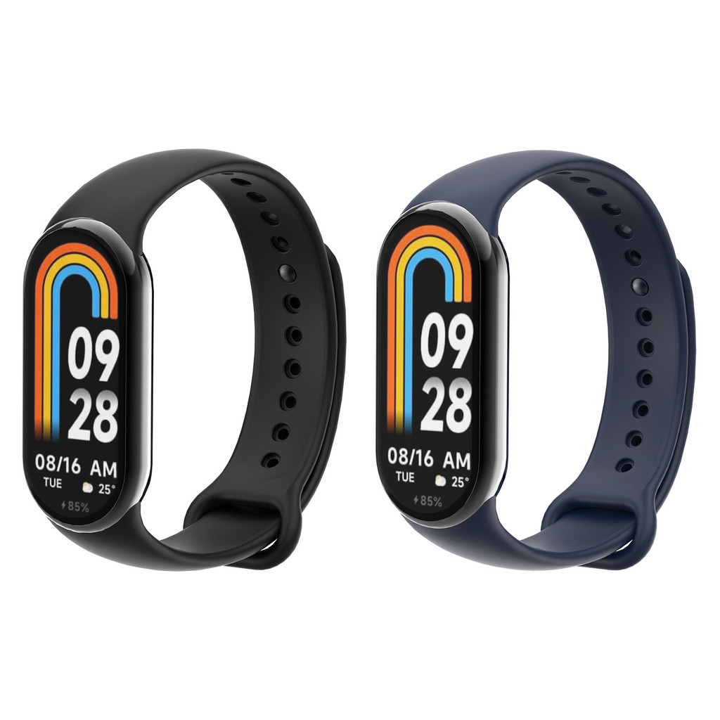 Alças MoKo 2 Pack Compatível Com Xiaomi Mi Band 8 Quick Release Pulseira Esportiva De Reposição De Silicone Macio Conector De Aço Inoxidável