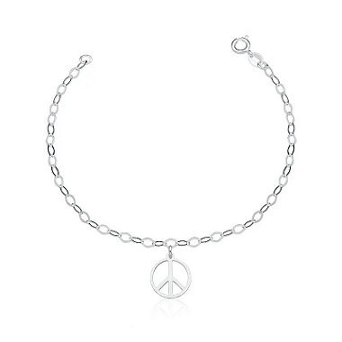 Pulseira Feminina de Prata 925 Símbolo da Paz - Fashion Accessories