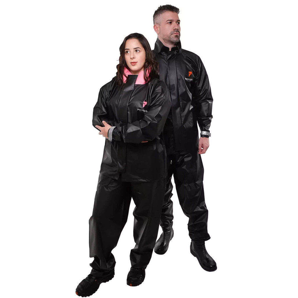 Conjunto Capa de Chuva Pvc Bravo c/ Capuz Feminina G Preto Pioneira 2250 em Oferta na Shopee