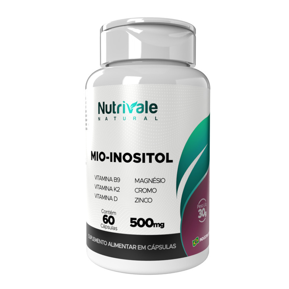 Mio Inositol + Vitamina B9 D Cromo K2  Zinco 60 Cápsulas 500mg Nutrivale