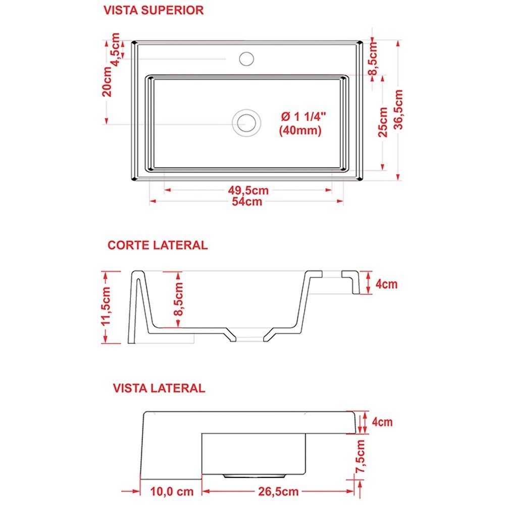 Detalhes do Cuba de Semi Encaixe Retangular C01 Para Banheiro XRT55 Bege - Lyam Decor