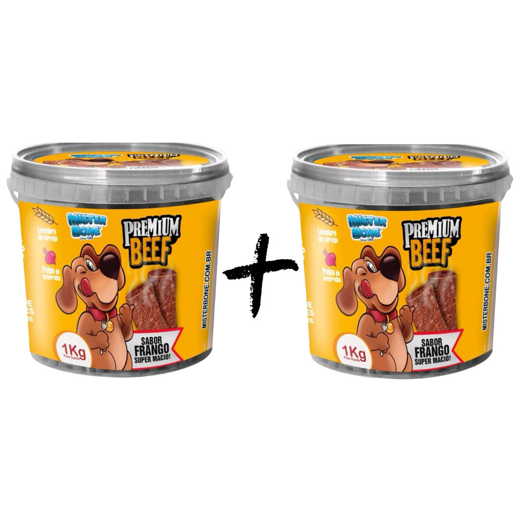 Kit 2 Bifinho 1 KG Petiscos Mr Bone Cães Cachorro Pet Premium - FRANGO
