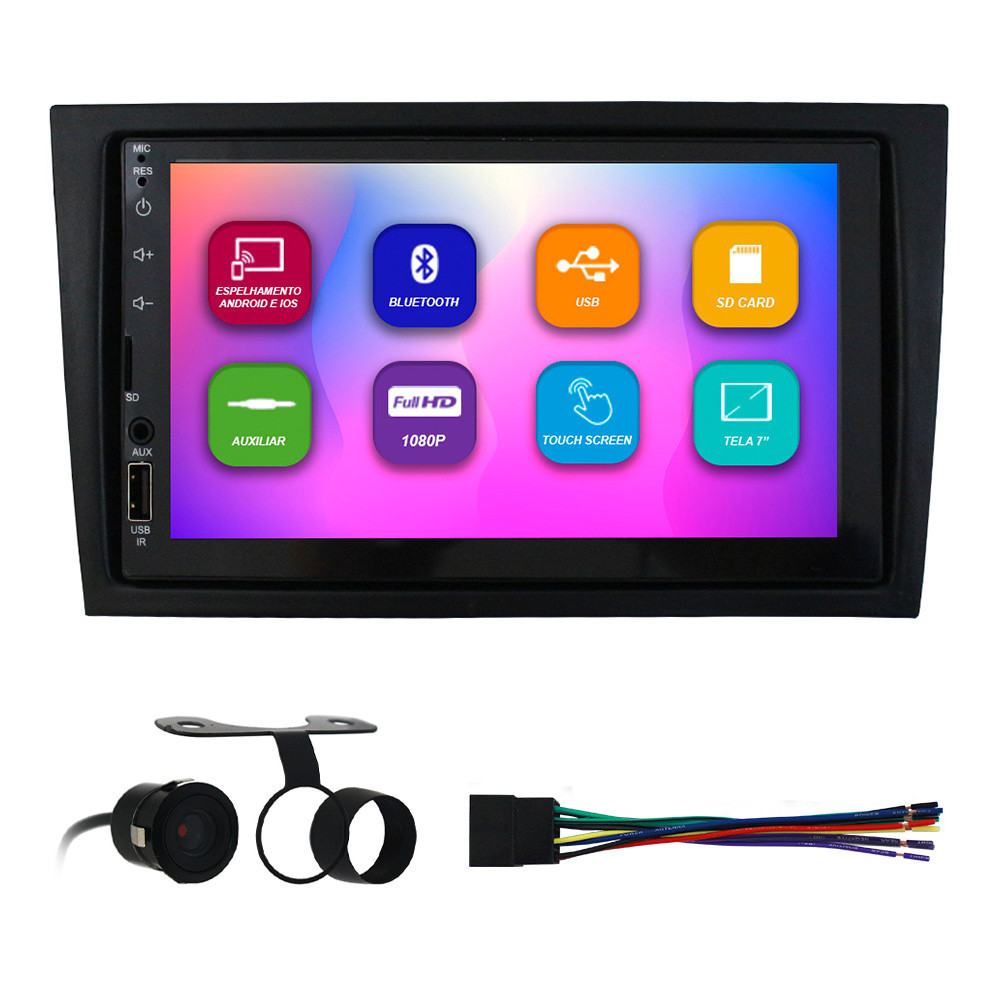 Kit Multimídia 7 Pol Corsa 2002 A 10 Montana 03 A 10 Meriva 03 A 12 Vectra 05 A 11 Espelhamento Android Ios 2 Din Preto em Oferta na Shopee