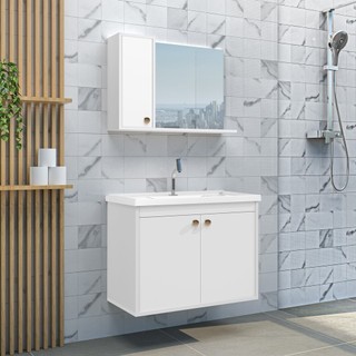 Gabinete para Banheiro com Cuba e Espelheira 60cm Clean Branco em Oferta na Shopee