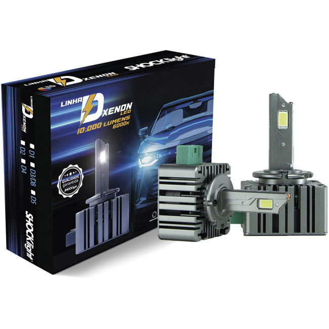 Kit Lâmpada Led para Xenon de Fabrica Shocklight D3s 10000lm em Oferta na Shopee