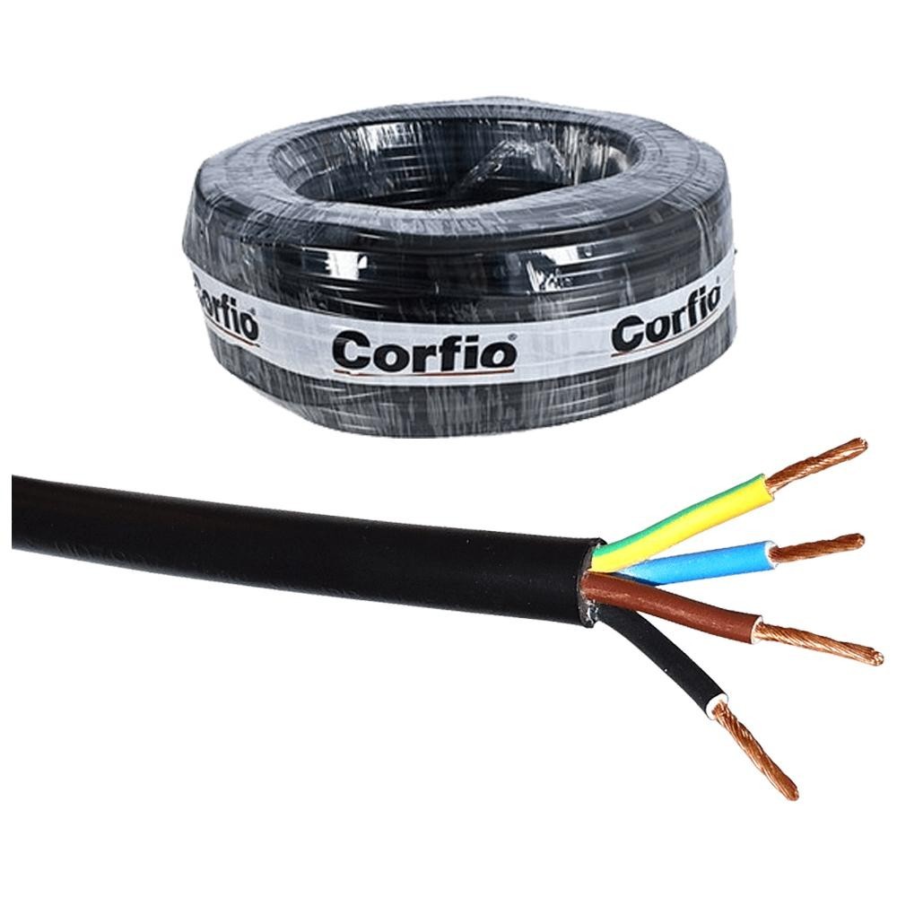 Rolo 100 Metros Cabo Elétrico PP Corfio 4x2,5mm Rolo 100 Metros Cabo Elétrico PP Corfio 4,0x2,5mm