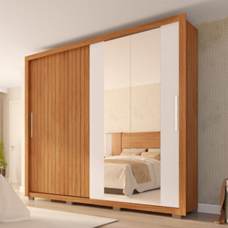 Guarda-Roupa Casal 2 Portas de Correr 4 Gavetas e Espelho 100% MDF Montagem Flex Moviment Caemmun em Oferta na Shopee