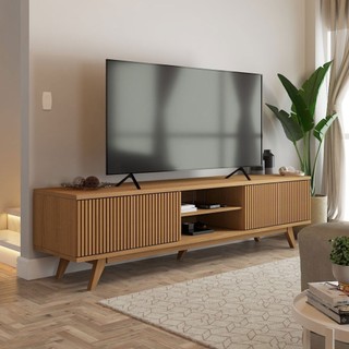 Rack para TV Até 75 Polegadas Silver 4 Portas 1 Prateleira Ripado Cinamomo - Panorama Móveis em Oferta na Shopee