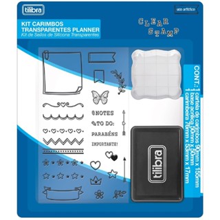 Carimbo De Silicone Clear Stamp Planner Kit Com 27 Itens - Tilibra em Oferta na Shopee