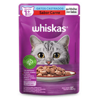 Sachê Whiskas para Gatos Adultos Castrados Carne 85g em Oferta na Shopee