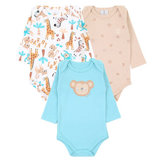 Kit Body KiKo Baby Manga Longa  Estampa Safari - 3 Peças em Oferta na Shopee