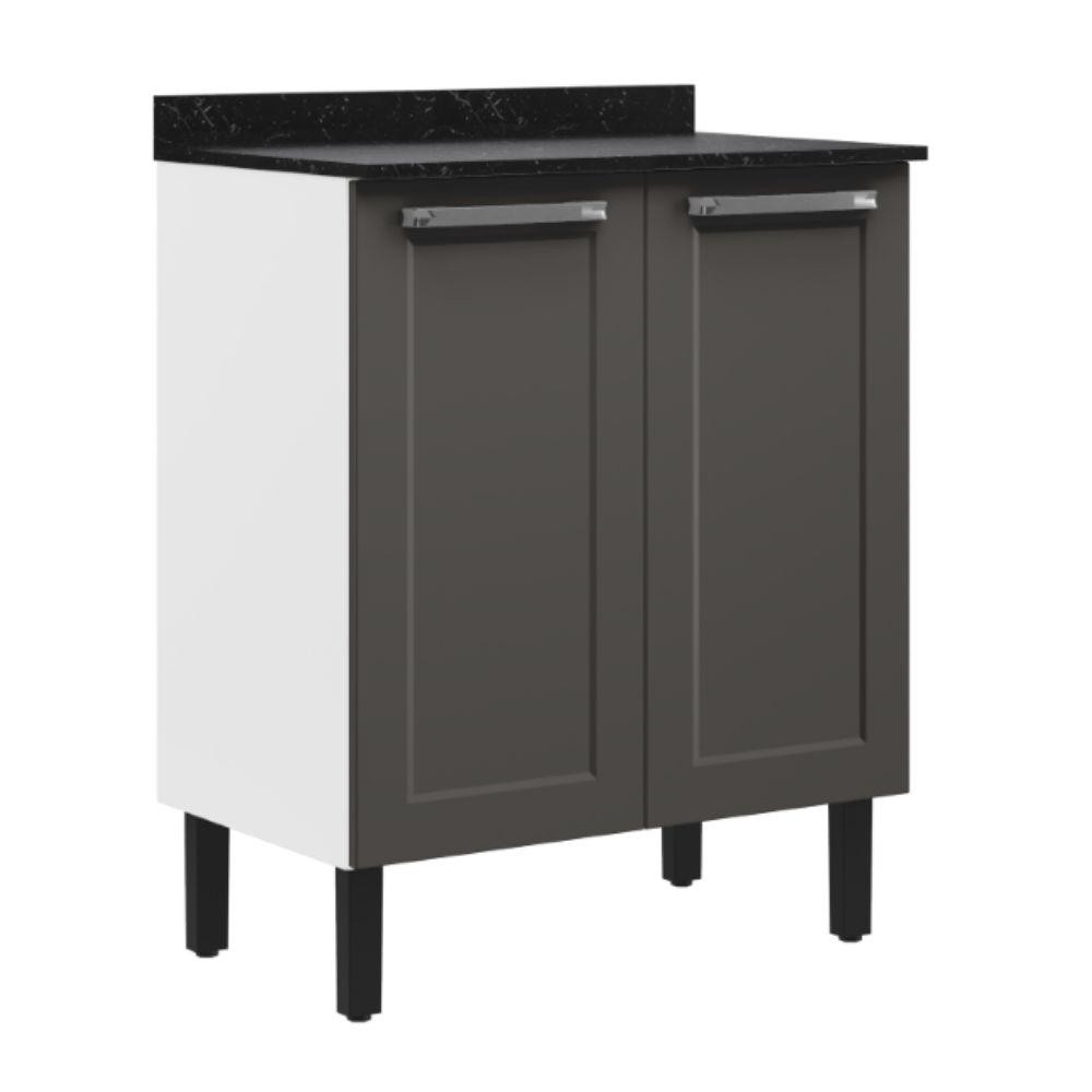 Balcão de Cozinha Itatiaia Aço 2 Portas Florença Grafite/Branco em Oferta na Shopee