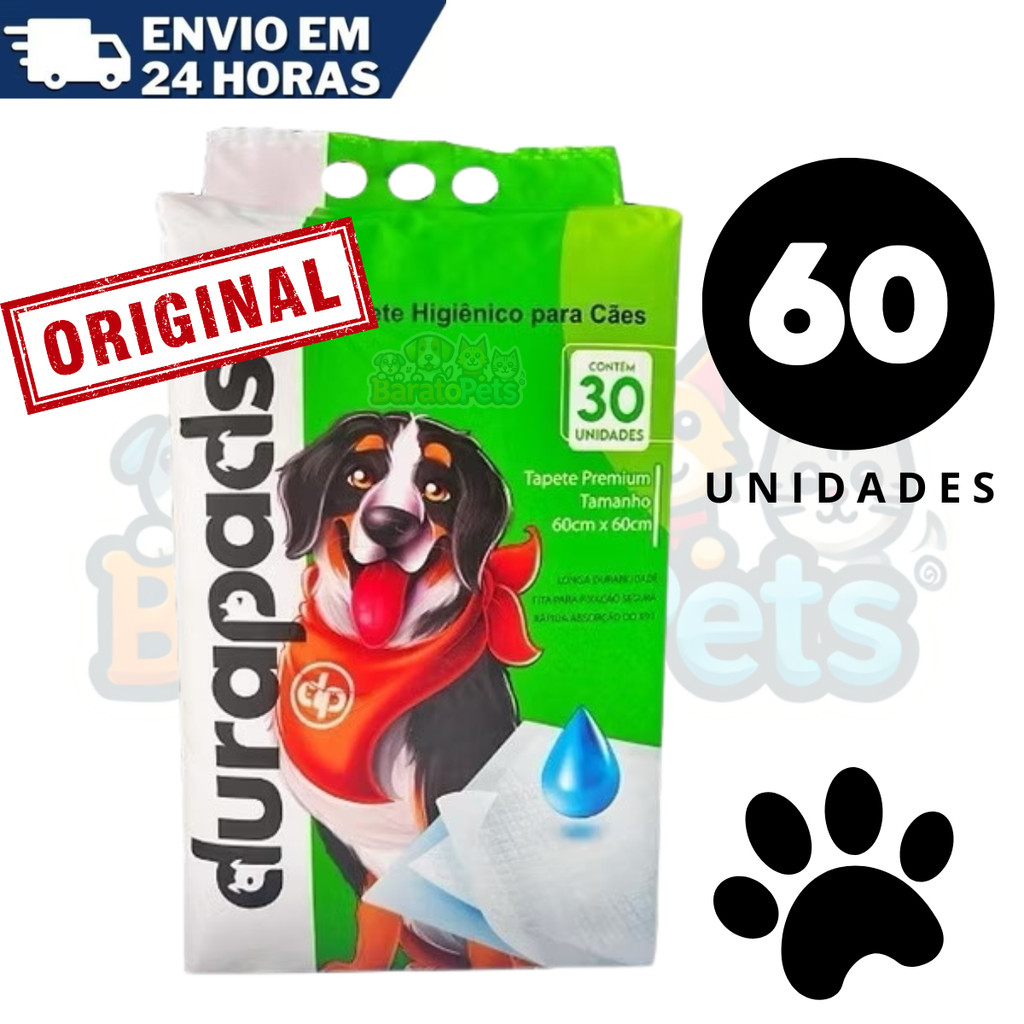 Kit 2 Tapete Higiênico Para Cães Cachorro SUPER PREMIUM c/ 60 Unidades - ENVIO EM 24HRS