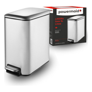 Lixeira Soft Close 5 Litros Inox C/ Pedal Balde Cesto Removível Slim P/ Banheiro Lavabo Cozinha Casa em Oferta na Shopee