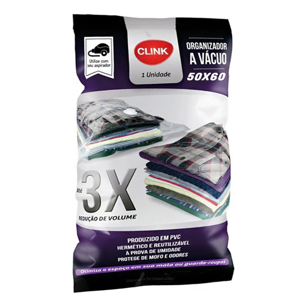 Kit 6 Sacos Organizadores A Vácuo Bag Roupas 50x60 Com Bomba CLINK