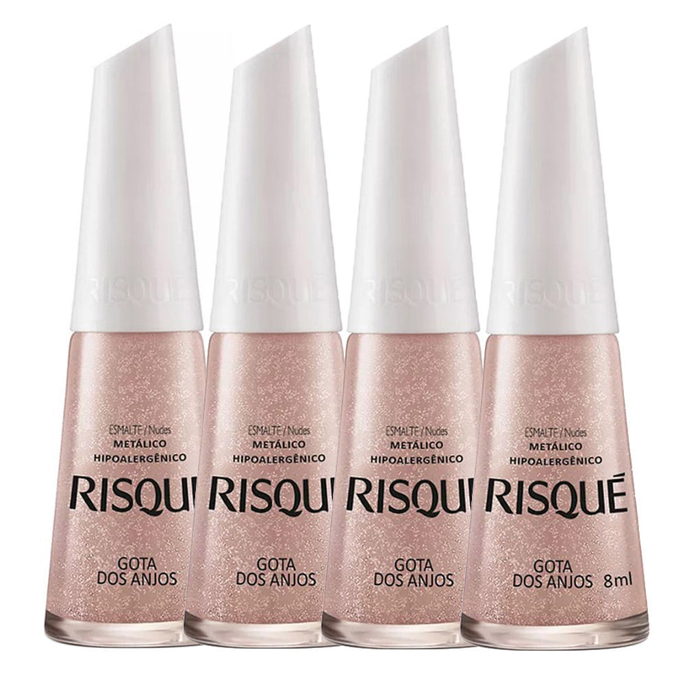 Esmalte Risqué Cor Gota dos Anjos Metálico com 8ml | Kit com quatro unidades - Beauty