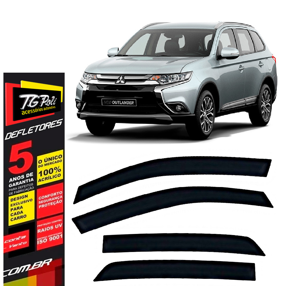 Calha de Chuva Mitsubishi Outlander 2014 a 2021 4P TG Poli Defletor Portas Protetor Janelas Fumê em Oferta na Shopee