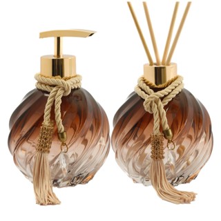 Kit Lavabo Degrade Marrom 250ml Aromatizador De Ambiente E Saboneteira Luxo em Oferta na Shopee