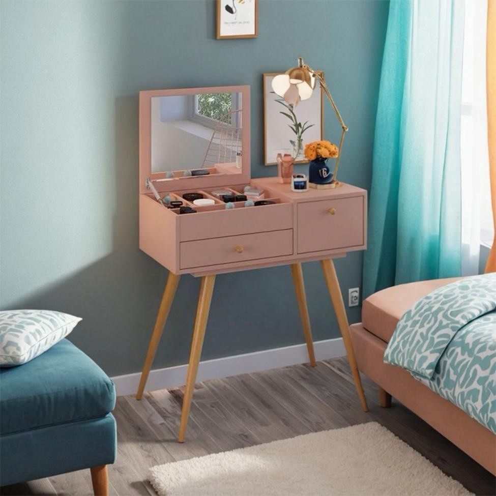 Penteadeira com Espelho Dream Rosé em Oferta na Shopee