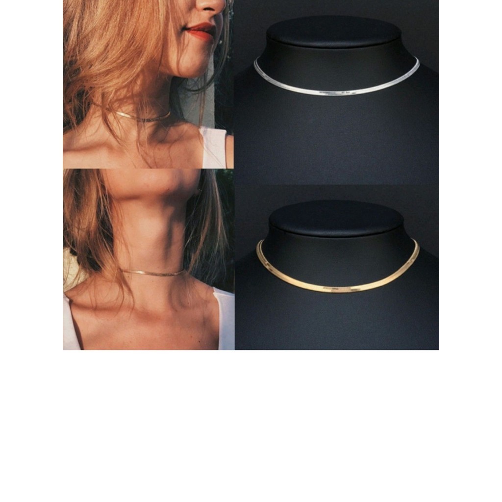 Choker gargantilha fio dourado liso laminado metalizado Banhado Dourada 004