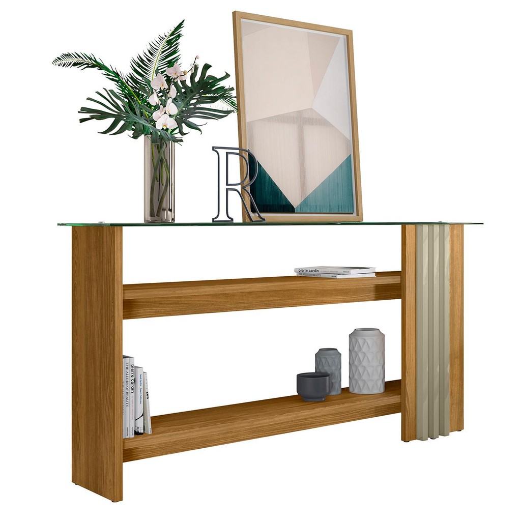 Aparador de Sala Com Prateleiras 150cm Fire Z10 Cumaru/Opala - Mpozenato em Oferta na Shopee