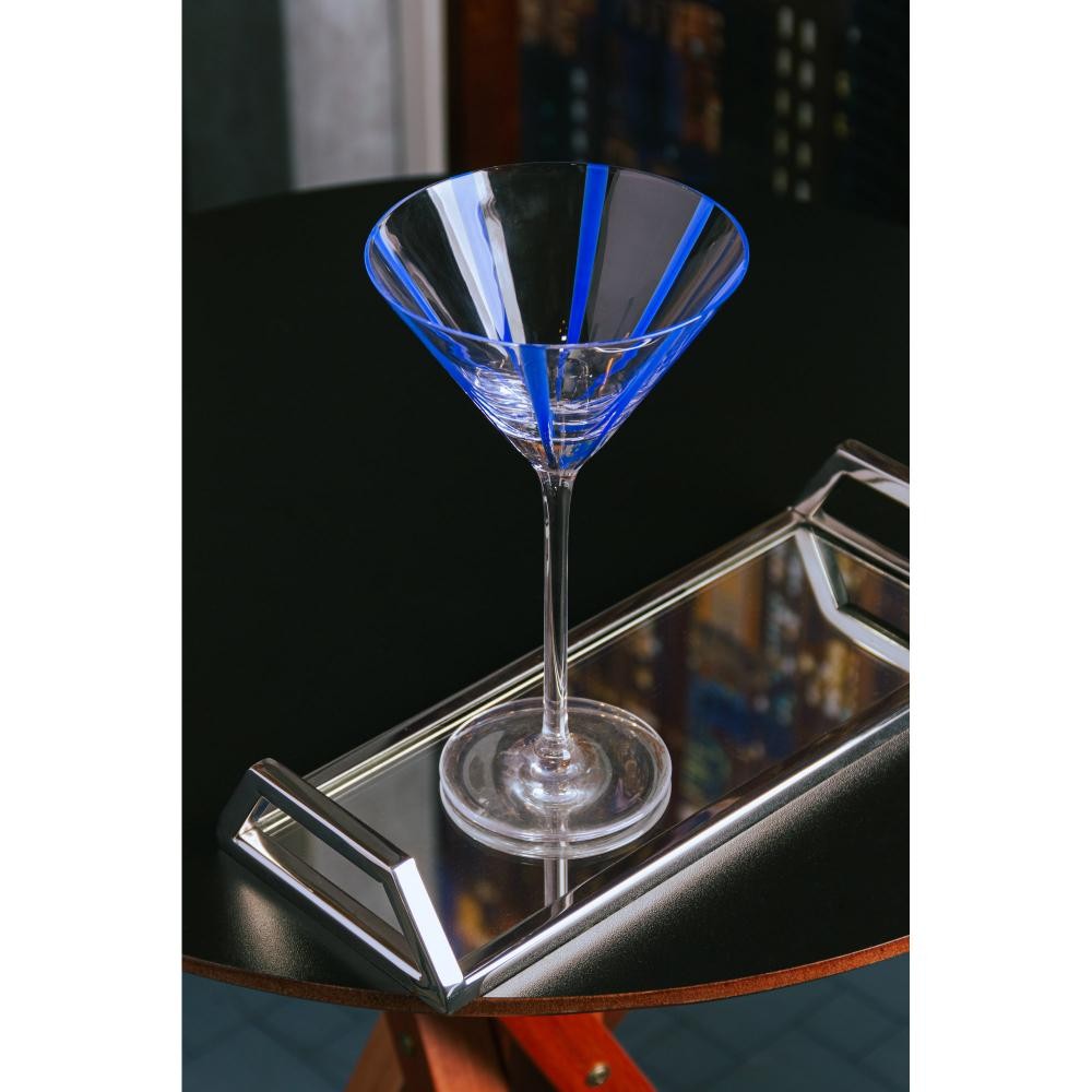 2 Taças para Martini Azura 220ml Azul Vidro Wolff