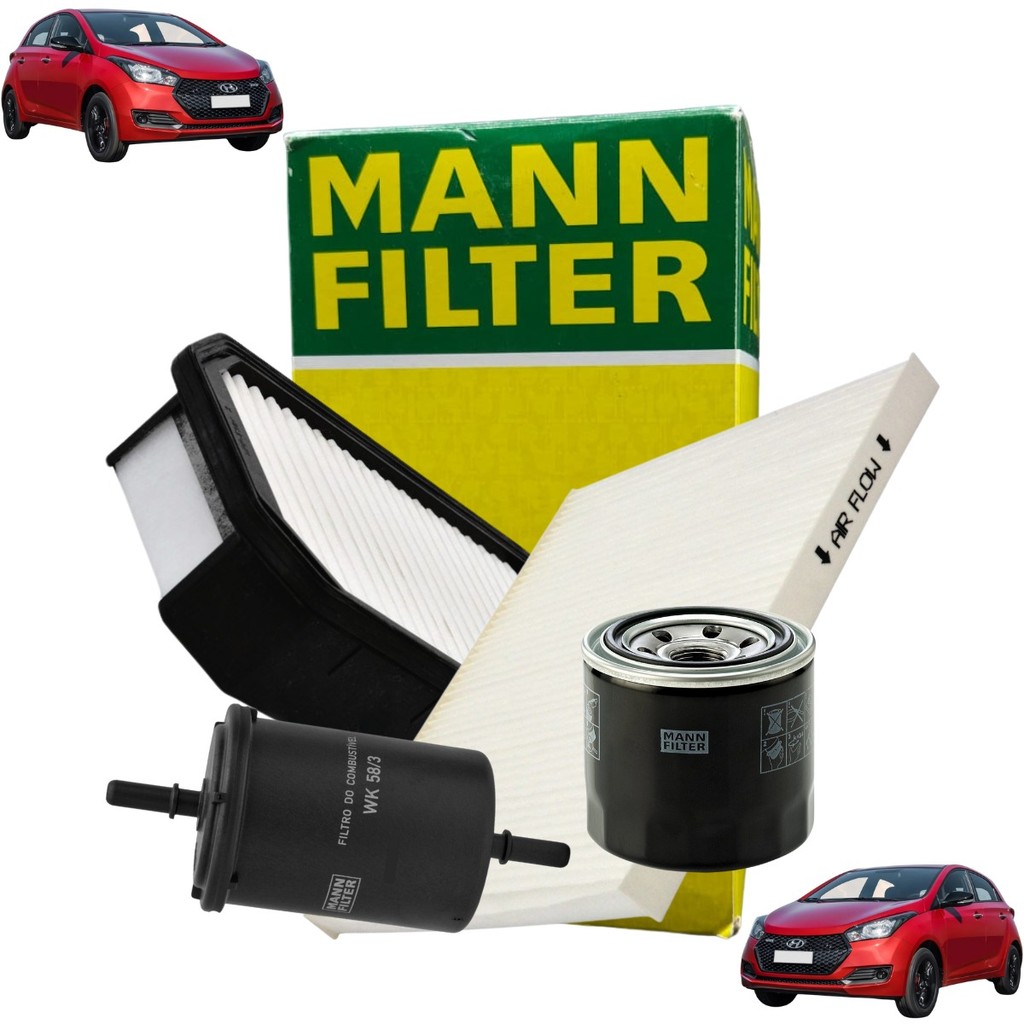 Kit Revisão Filtro Ar Cabine Combustível Óleo - Hb20 2012 A 2019 / Hb20 S 2013 A 2019  Mann Filter Sp110634