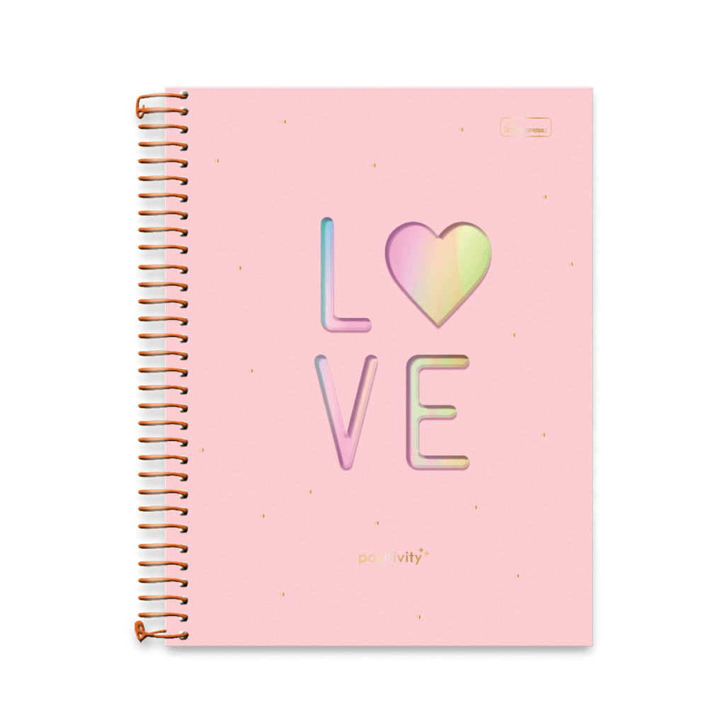 Caderno 15  Matérias Universitario Positivity 240 Folhas - CADERSIL  MODELO:LOVE