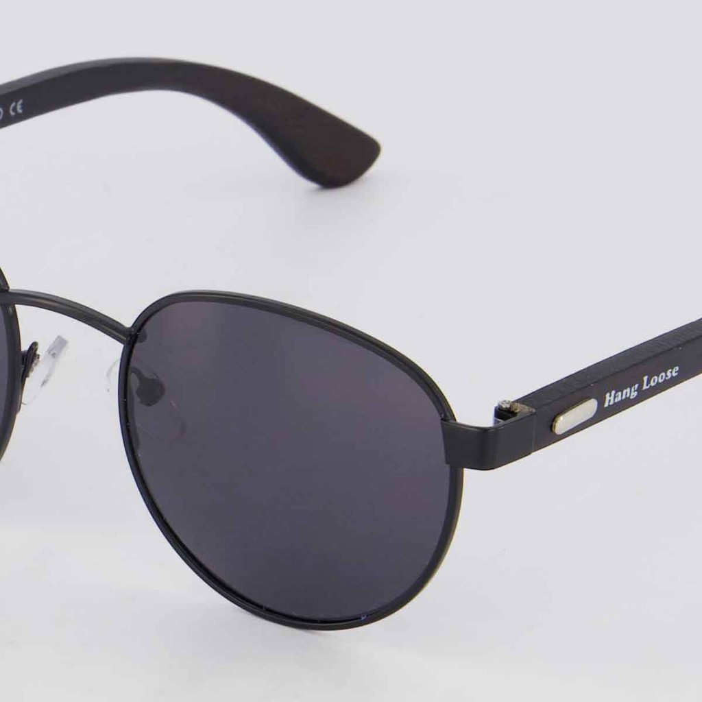 Detalhes do Óculos de Sol Hang Loose Round Preto Fosco