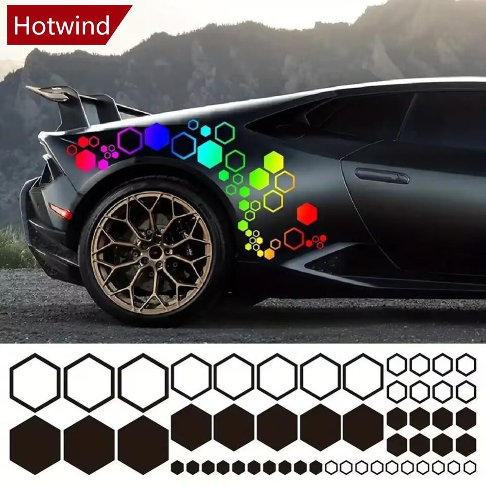 HOTWIND 52 Pçs/Set Corpo Do Carro Favo De Mel Auto Decalques De Vinil Grande Pequena Combinação Adesivos Hexagonais Deco