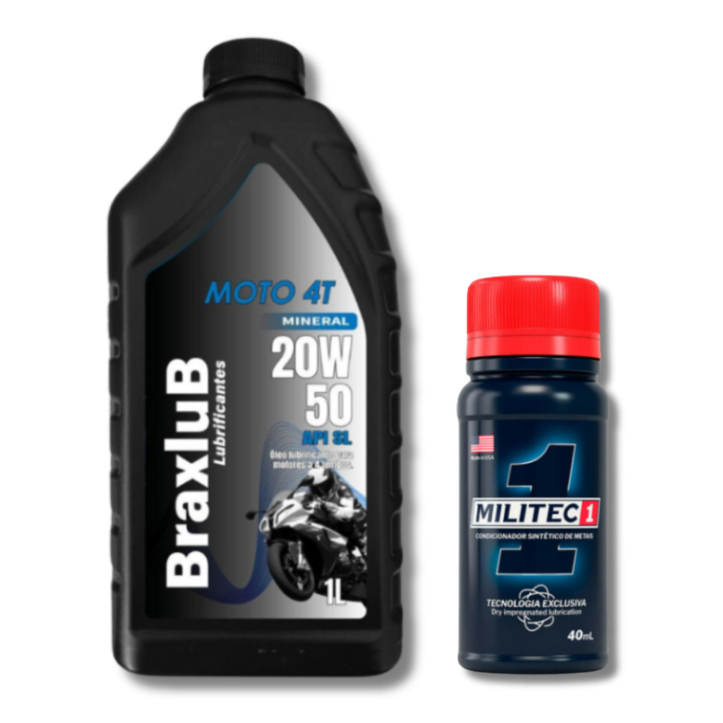 KIT TROCA 20W50 4T COM MILITEC 40ML